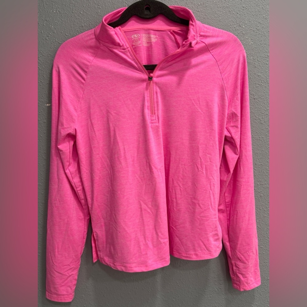 Athletic Works | Girls Pink Heathered Quarter Zip Active Pullover, Size 13-16